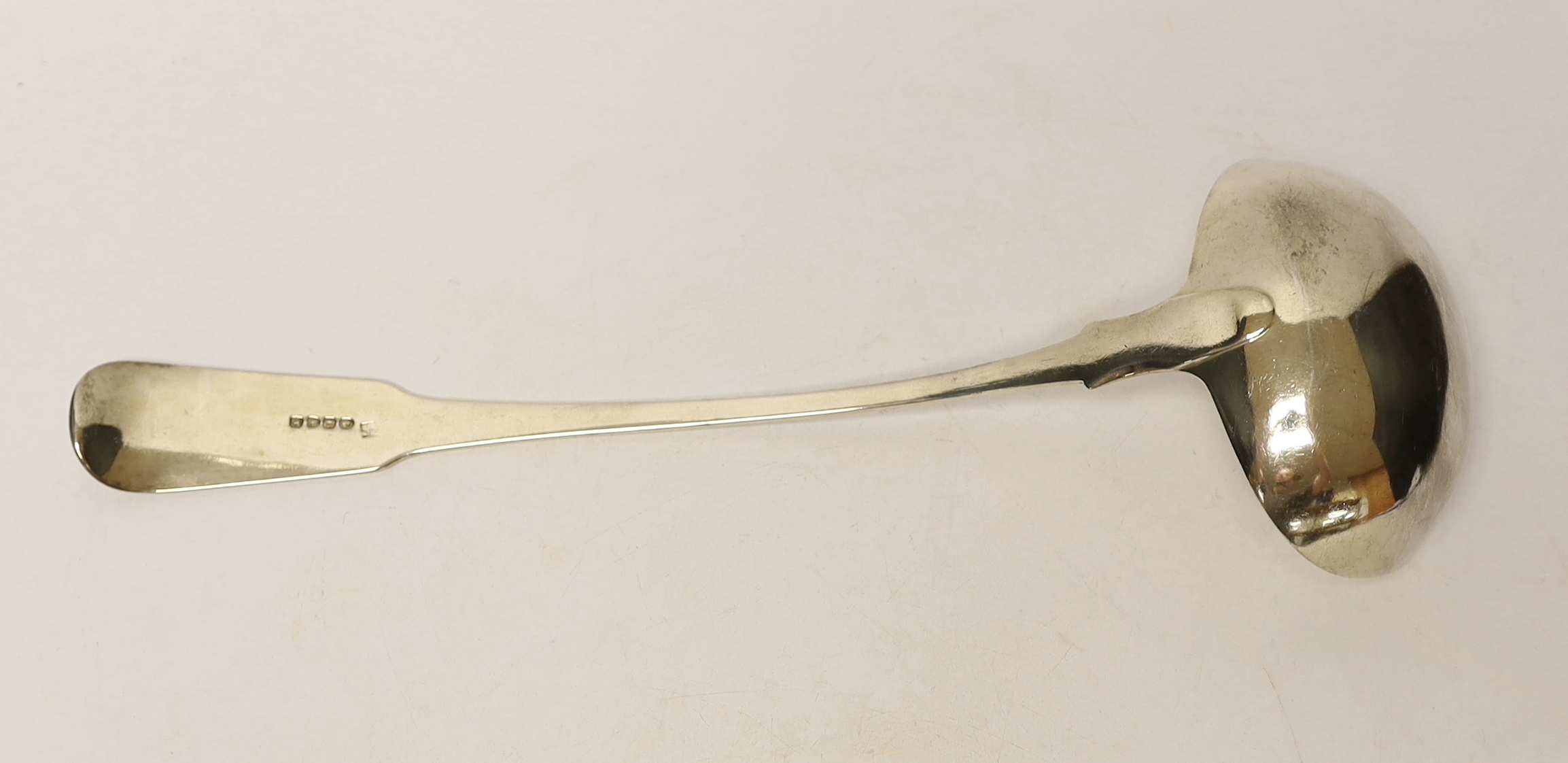 A George III silver fiddle pattern soup ladle, Peter & William Bateman, London, 1811, 33.4cm, 6.9oz.